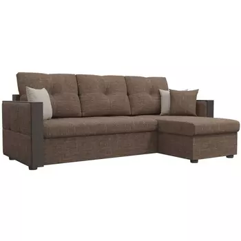 Угловой диван Валенсия правый (рогожка коричневая) Лига Диванов 29076