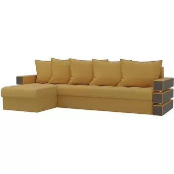 Угловой диван Венеция левый (микровельвет желтый) Лига Диванов 108438L