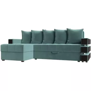 Угловой диван Венеция левый угол (Велюр/Бирюзовый) Лига Диванов 120279