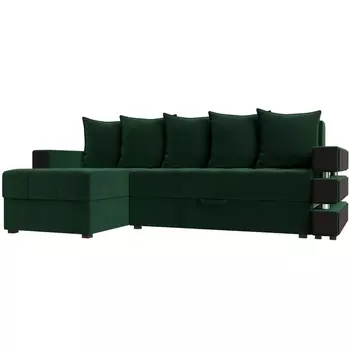 Угловой диван Венеция левый угол (Велюр/Зеленый) Лига Диванов 120280