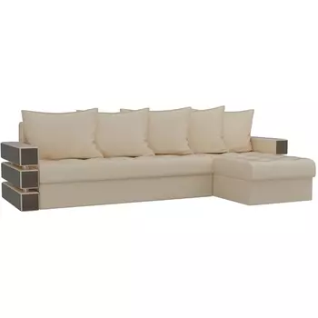 Угловой диван Венеция правый (экокожа бежевая) Лига Диванов 27945