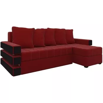 Угловой диван Венеция правый (микровельвет бордовый) Лига Диванов 27950