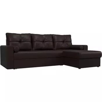 Угловой диван Верона правый (экокожа коричневая) Лига Диванов 103130