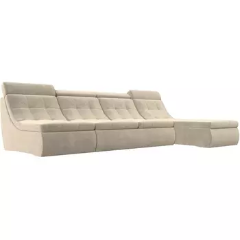 Угловой модульный диван Холидей Люкс (микровельвет бежевый) Лига Диванов 105561