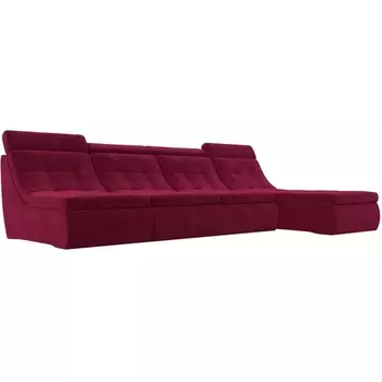 Угловой модульный диван Холидей Люкс (микровельвет бордовый) Лига Диванов 112634