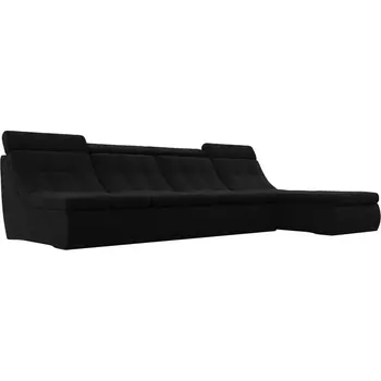 Угловой модульный диван Холидей Люкс (микровельвет черный) Лига Диванов 105568