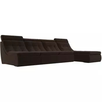 Угловой модульный диван Холидей Люкс (микровельвет коричневый) Лига Диванов 105565