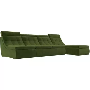 Угловой модульный диван Холидей Люкс (микровельвет зеленый) Лига Диванов 105563