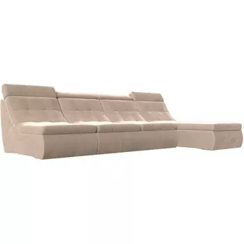 Угловой модульный диван Холидей Люкс (велюр бежевый) Лига Диванов 105553