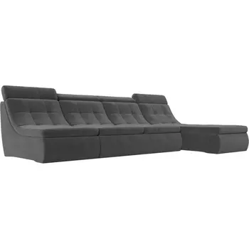 Угловой модульный диван Холидей Люкс (велюр серый) Лига Диванов 105557