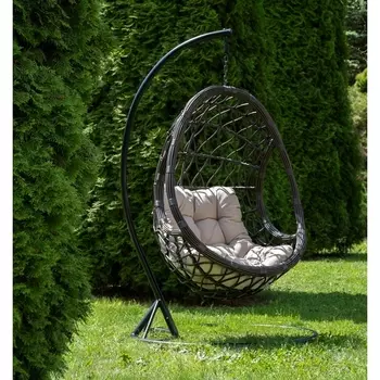 "Венеция" подвесное кресло-кокон из искусственного ротанга, цвет бронзовый с бежевой подушкой 4SIS арт.УТ-00006751