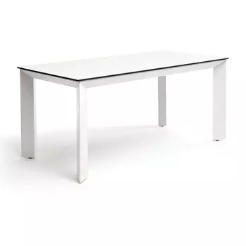 "Венето" обеденный стол из HPL 160х80см, цвет молочный, каркас белый 4SIS арт.УТ-00005679