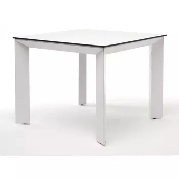 "Венето" обеденный стол из HPL 90х90см, цвет молочный, каркас белый 4SIS арт.УТ-00005676