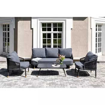 "Верона" лаунж-зона 5-местная плетеная из роупа (веревки), каркас алюминиевый темно-серый, роуп темно-серый 4SIS арт.УТ-00007273