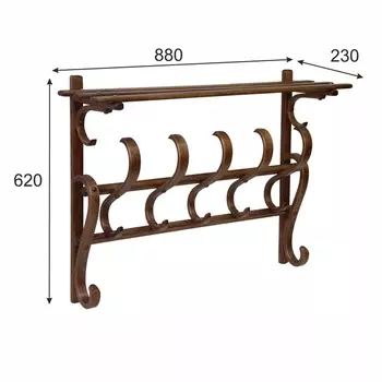 Вешалка настенная В 7Н средне-коричневый от фабрики Mebelik
