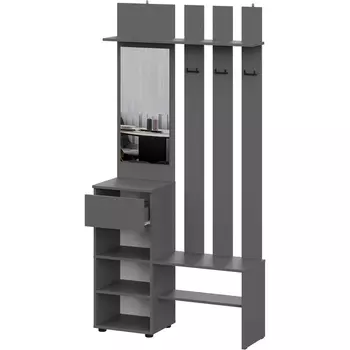 Вешалка SV Мебель Денвер с зеркалом, Графит серый