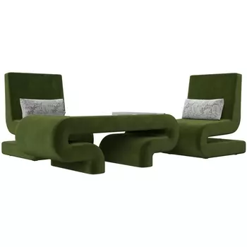 Волна набор 3 - стол, 2 кресла (микровельвет зеленый) Лига Диванов 115719