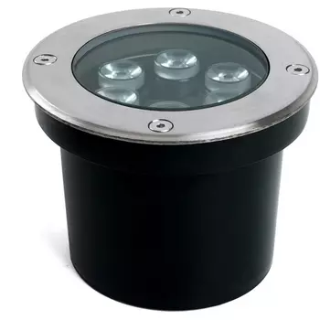 Встиваемый светодиодный светильник (грунтовый) Feron SP2802 48453 6W, AC12-24V, низковольтный, 3000К, металлик вн.диаметр: 90mm, IP67