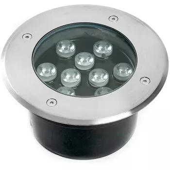 Встиваемый светодиодный светильник (грунтовый) Feron SP2803 48469 10W, AC12V, низковольтный, 3000К, металлик, 160*H90mm, вн.диаметр: 110mm, IP67