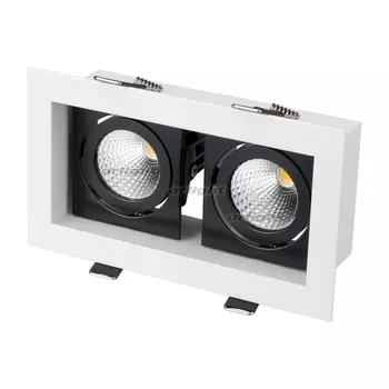 Светильник встраиваемый LED CL-KARDAN-S180x102-2x9W Warm (WH-BK, 38 deg) (Arlight, IP20 Металл, 3 года) 024130