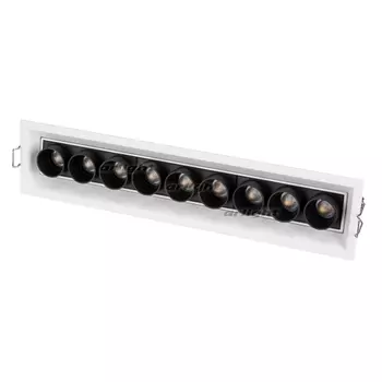 Светильник линейный встраиваемый LED MS-ORIENT-BUILT-TURN-TC-S67x300-20W Warm3000 (WH-BK, 30 deg, 230V) (Arlight, IP20 Металл, 5 лет) 031931