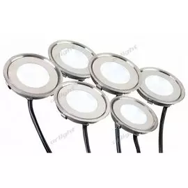 Набор встраиваемых светильников KT-R-6x0.5W LED White 12V (круг) (IP67 Металл) 018239 (Arlight)