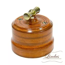 Выключатель двойной декор Орех 34126 (Lindas)