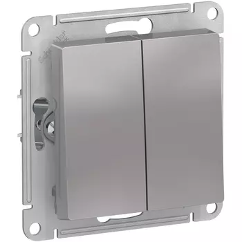 Выключатель двухклавишный (алюминий) Systeme Electric AtlasDesign ATN000351