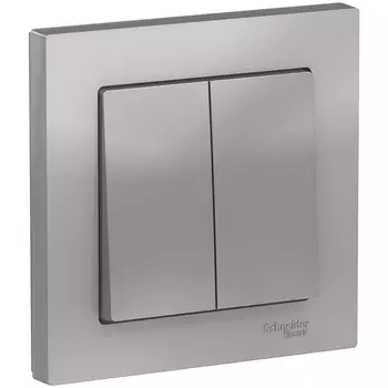 Выключатель двухклавишный (алюминий) Systeme Electric AtlasDesign ATN000352