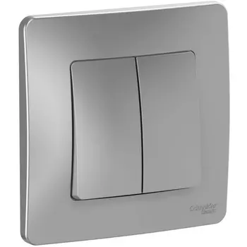 Выключатель двухклавишный (алюминий) Systeme Electric Blanca BLNVS106603
