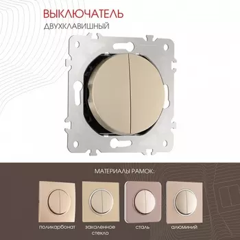 Выключатель двухклавишный Arte Milano am-202 202.30-2.shampan