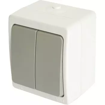 Выключатель двухклавишный (белый,серый) Stekker Велена 49733