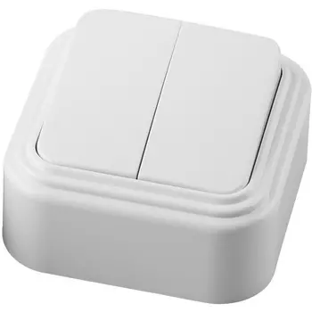 Выключатель двухклавишный (белый) Stekker Брест 32744