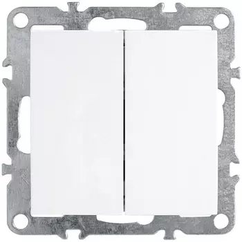 Выключатель двухклавишный (белый) Stekker Эрна 39312