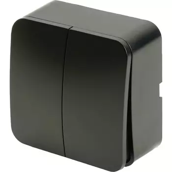 Выключатель двухклавишный (черный матовый) Stekker София 49475