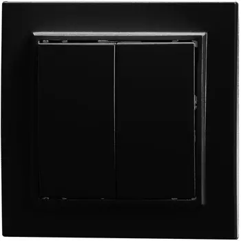 Выключатель двухклавишный (черный) Stekker Эрна 39473