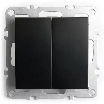 Выключатель двухклавишный (черный) Stekker Эрна 49149