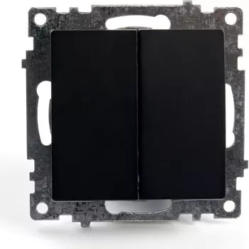 Выключатель двухклавишный (черный) Stekker Катрин 39606