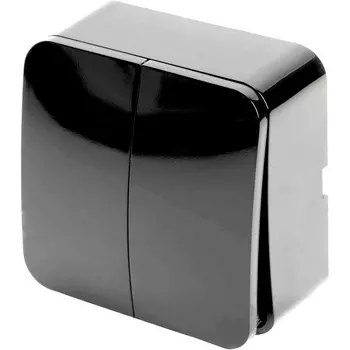 Выключатель двухклавишный (черный) Stekker София 49293