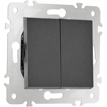 Выключатель двухклавишный проходной Arte Milano am-203 203.32-2.black