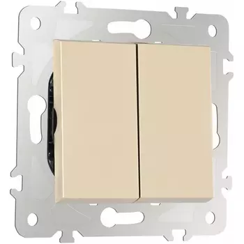 Выключатель двухклавишный проходной Arte Milano am-203 203.32-2.shampan