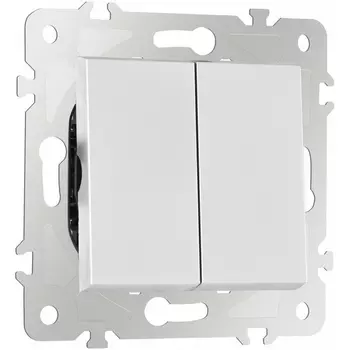 Выключатель двухклавишный проходной Arte Milano am-203 203.32-2.silver