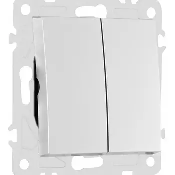 Выключатель двухклавишный проходной Arte Milano am-206 206.32-2.silver