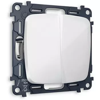 Выключатель двухклавишный проходной (белый глянец) Ambrella Volt QUANT MO103020