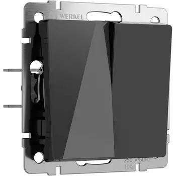 Выключатель двухклавишный проходной (черный акрил) Werkel W1122048 (a064039)