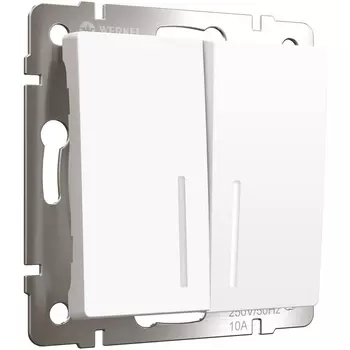 Выключатель двухклавишный проходной с подсветкой (белый матовый) Werkel W1122161 (a062402)