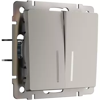 Выключатель двухклавишный проходной с подсветкой (дымчатый) Werkel W1222104