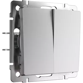 Выключатель двухклавишный проходной (серебряный матовый) Werkel W1122065 (a063611)