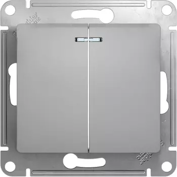 Выключатель двухклавишный с подсветкой (алюминий) Systeme Electric GSL000353