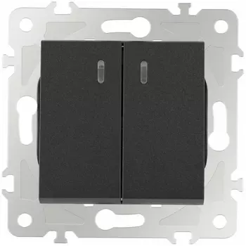 Выключатель двухклавишный с подсветкой Arte Milano am-203 203.31-2.black